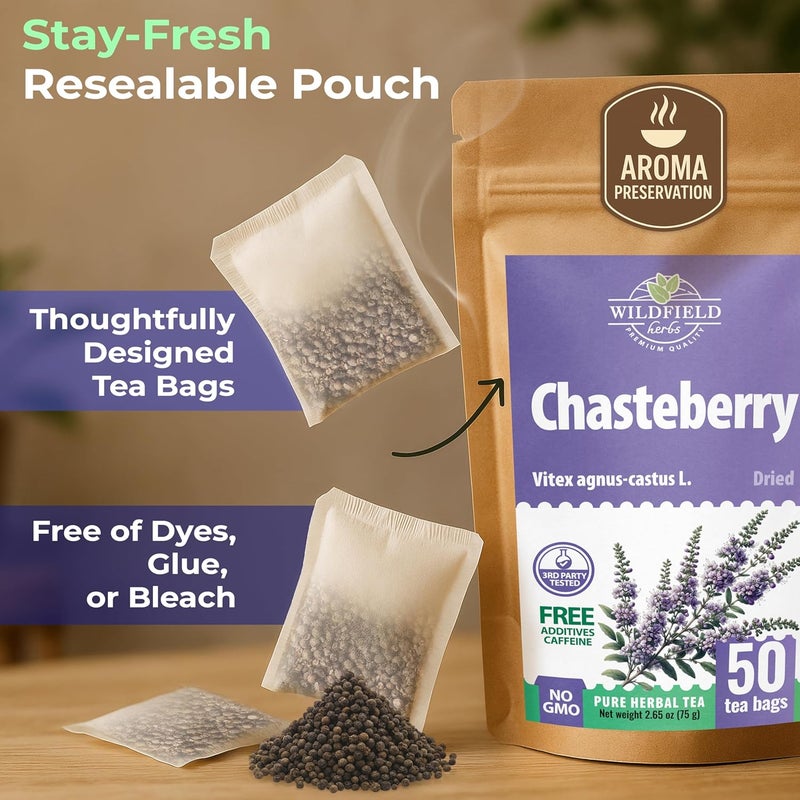 WILDFIELD HERBS Chasteberry Tea Bags - 50 Count - Image 5